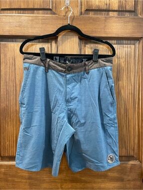 Men's Blue Hybrid Shorts with Brown Waistband